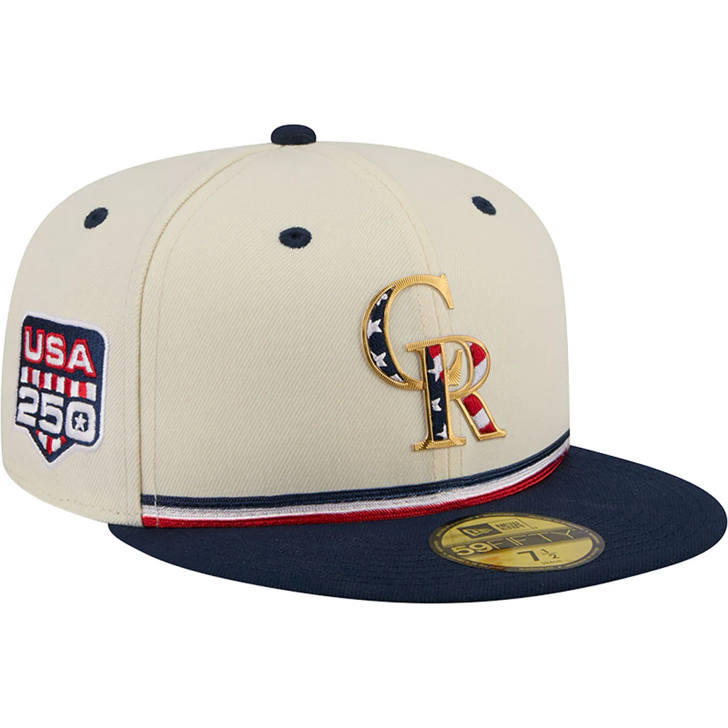 MLB Colorado Rockies New Era 2026 4th of July 59FIFTY Fitted Hat - Cream - Image 2