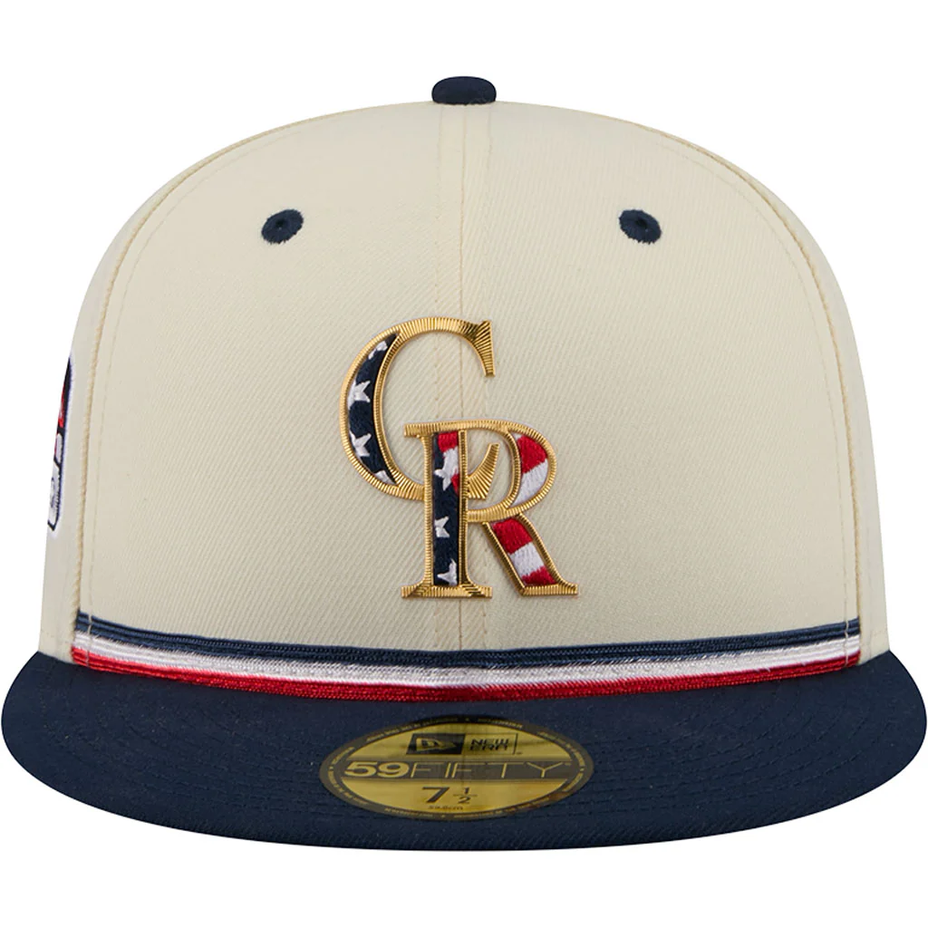 MLB Colorado Rockies New Era 2026 4th of July 59FIFTY Fitted Hat - Cream - Image 3