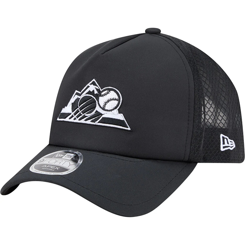MLB Colorado Rockies New Era Batting Practice Apex 9FORTY Snapback Hat - Black