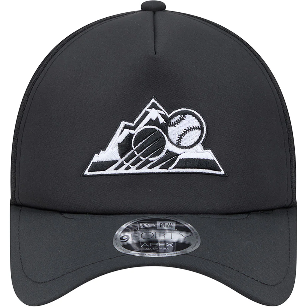 MLB Colorado Rockies New Era Batting Practice Apex 9FORTY Snapback Hat - Black - Image 3