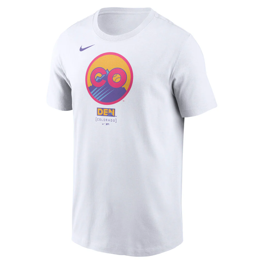 MLB Colorado Rockies Nike 2025 City Connect Logo Cotton T-Shirt - White - Image 2