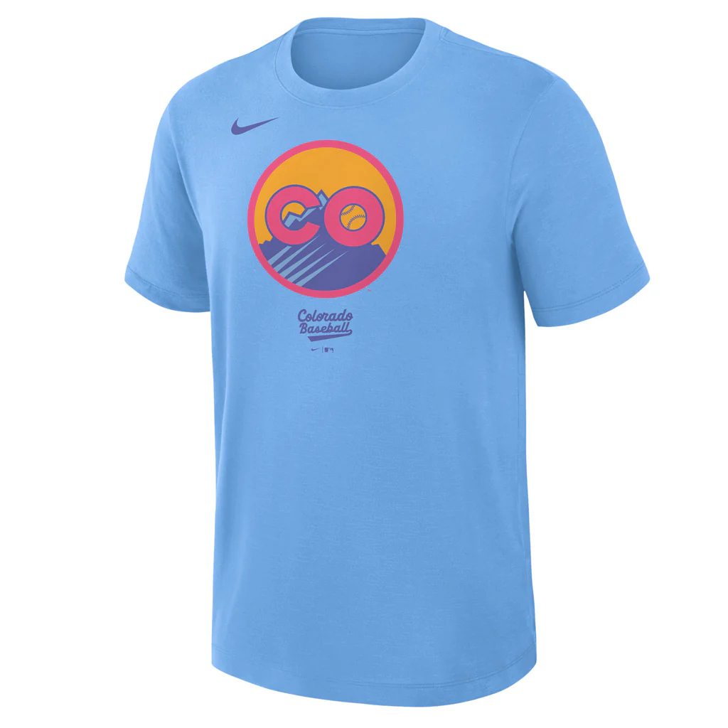 MLB Colorado Rockies Nike 2025 City Connect Novelty Slub T-Shirt - Light Blue - Image 2