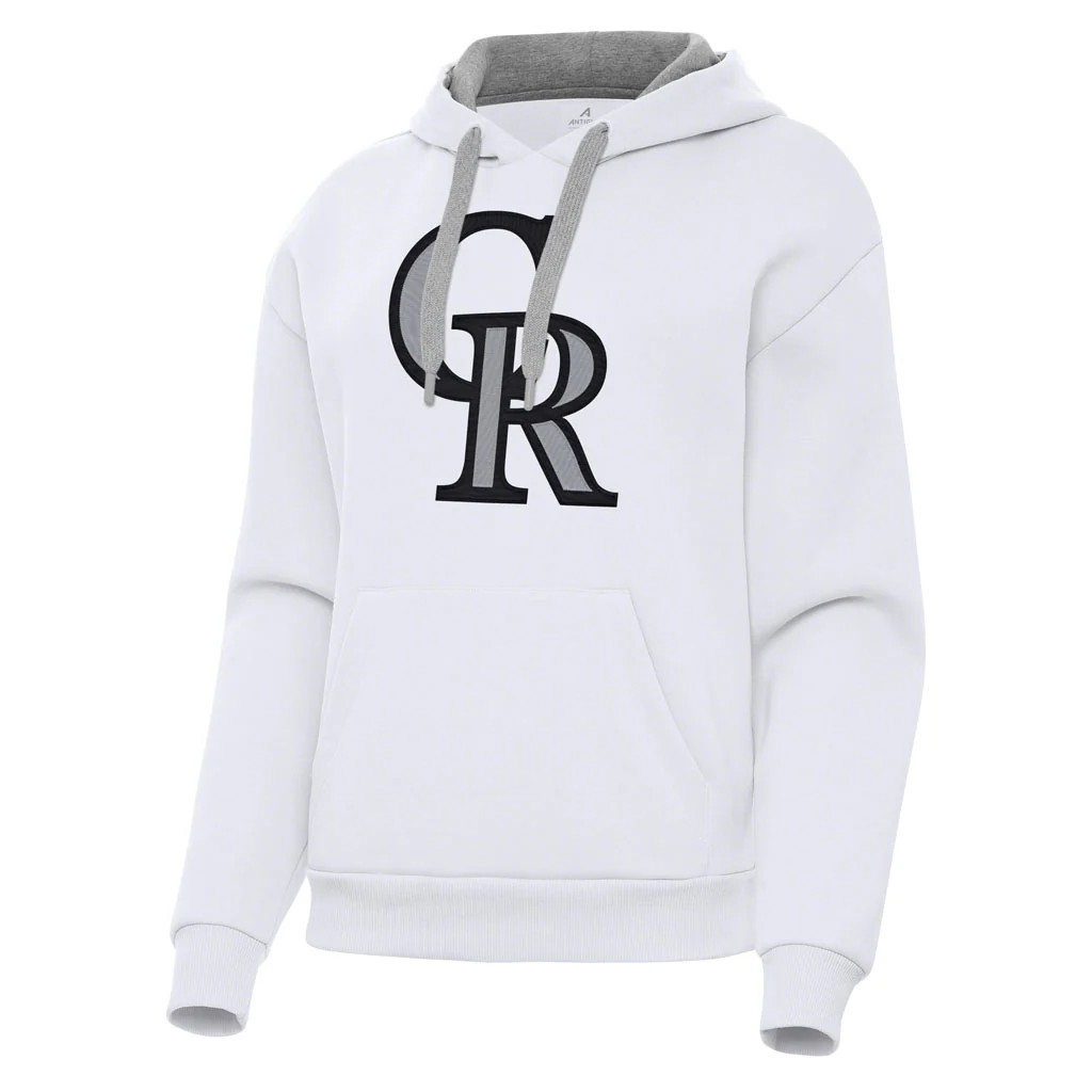 MLB Colorado Rockies Women's Antigua Full Front Victory Pullover Hoodie - White