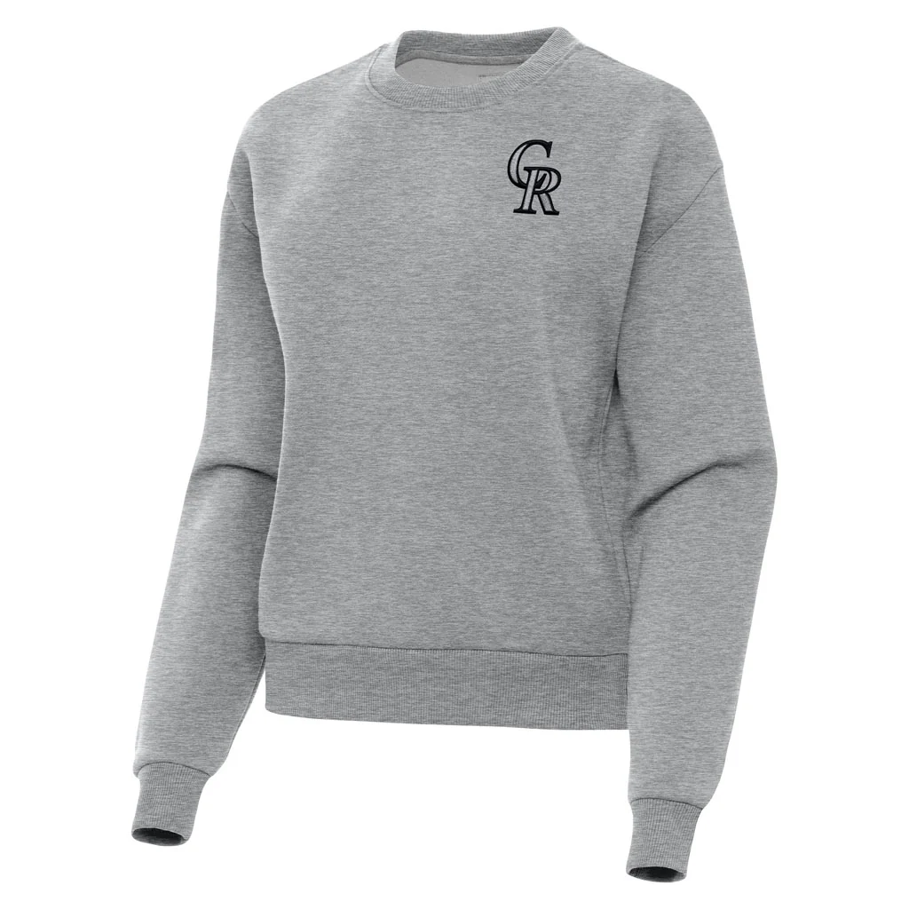 MLB Colorado Rockies Women's Antigua Victory Crewneck Sweater - Heather gray