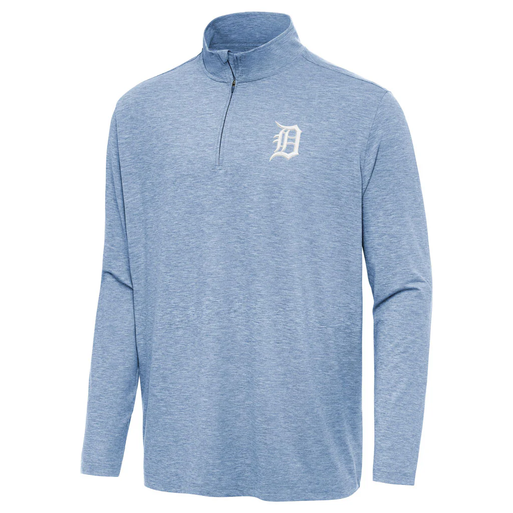 MLB Detroit Tigers Antigua Hunk 1/4 Zip Pullover Jacket - Light blue