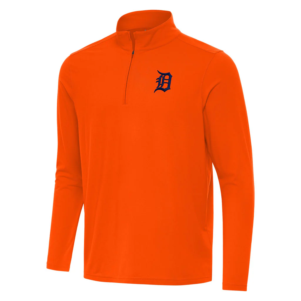 MLB Detroit Tigers Antigua Intent 1/4 Zip Pullover Jacket - Orange