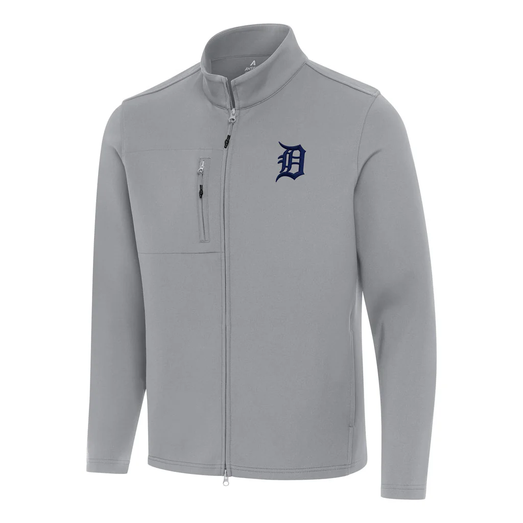 MLB Detroit Tigers Antigua Objection DBP Full Zip Jacket - Gray