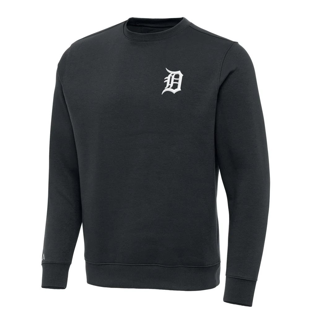 MLB Detroit Tigers Antigua Victory Crewneck Sweater - Charcoal