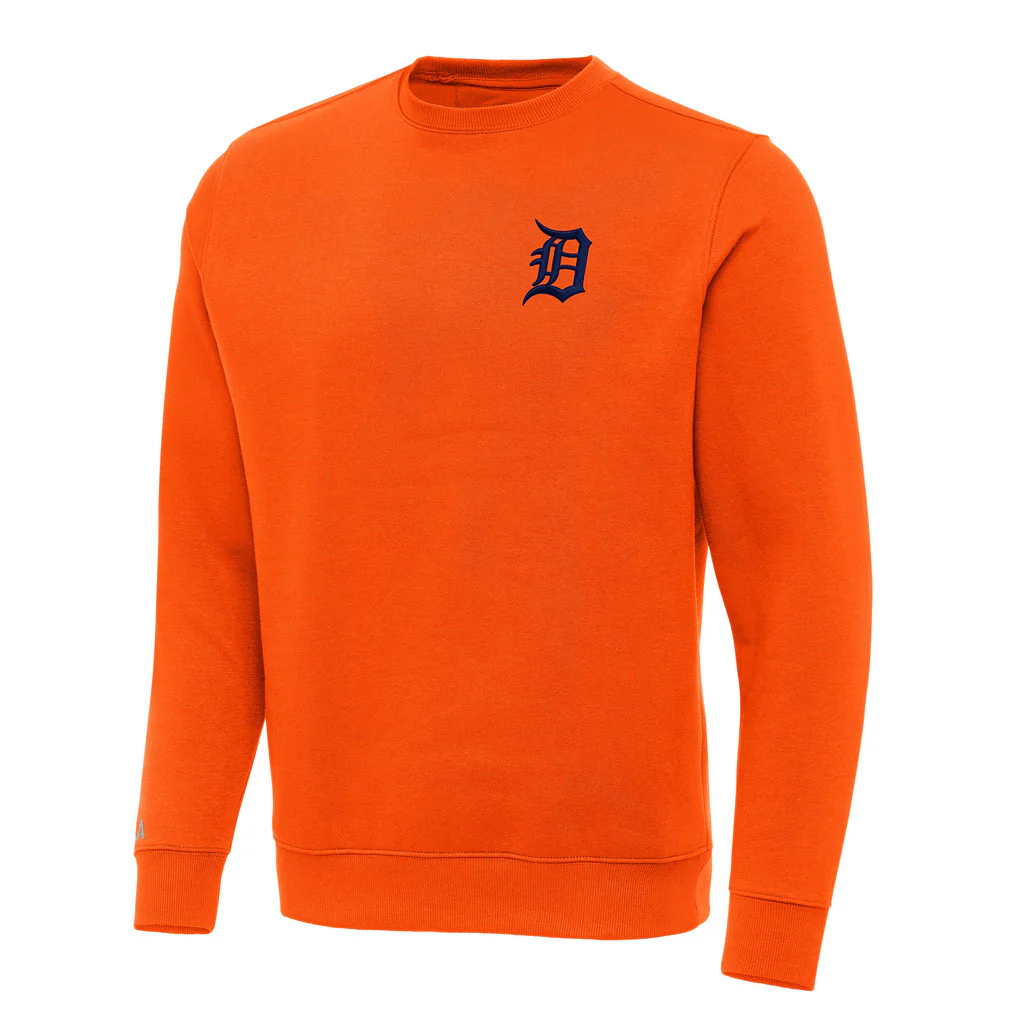 MLB Detroit Tigers Antigua Victory Crewneck Sweater - Orange