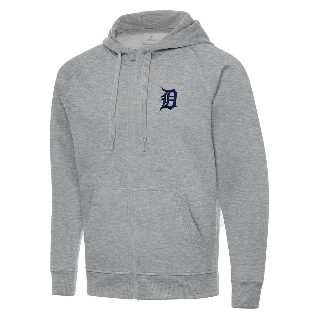 MLB Detroit Tigers Antigua Victory Full Zip Hoodie - Heather gray