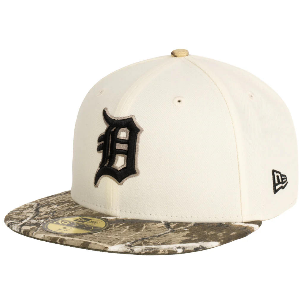 MLB Detroit Tigers New Era Real Tree Two-Tone 59FIFTY Fitted Hat- Cream - Image 2