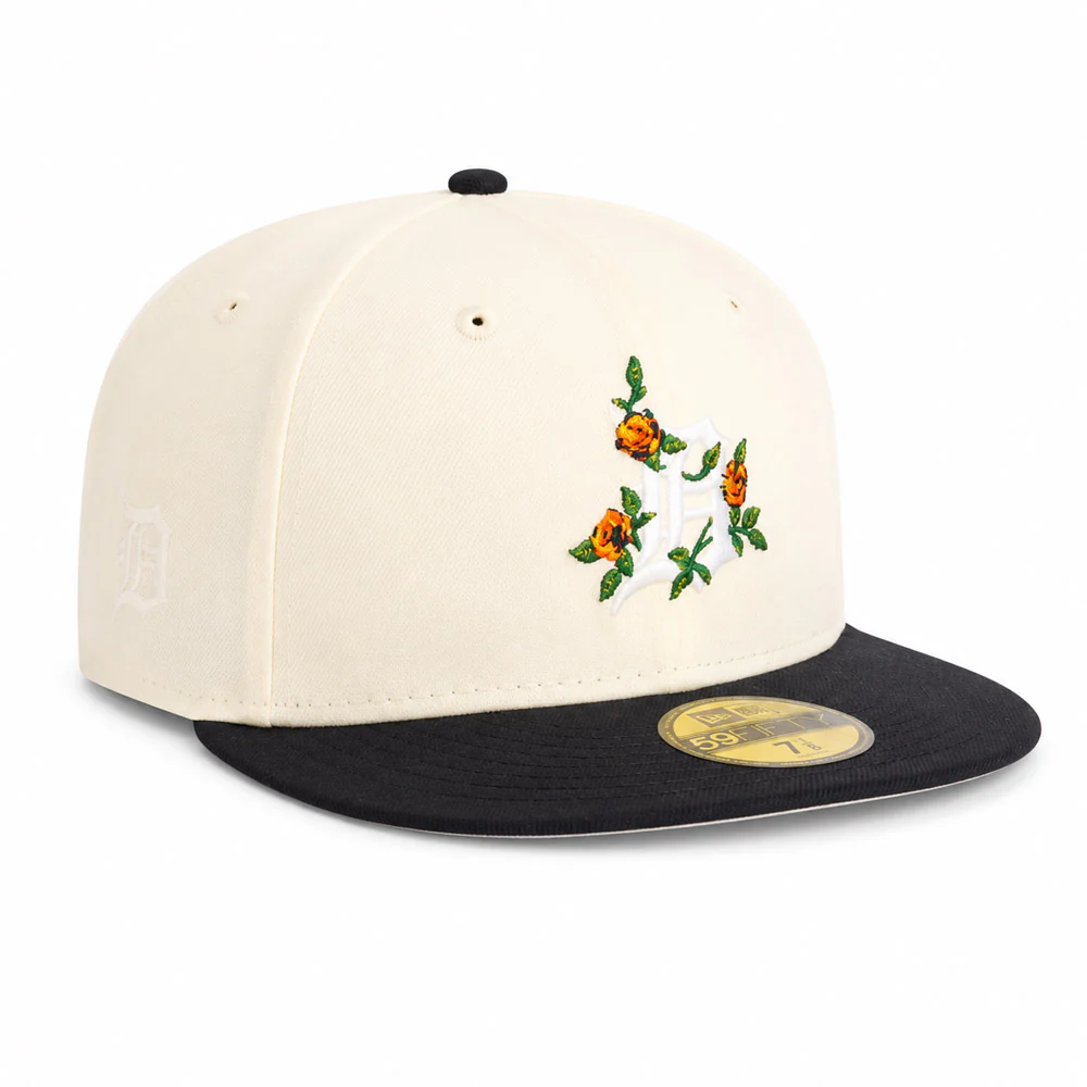 MLB Detroit Tigers New Era Two-Tone Summer Flower 59FIFTY Fitted Hat - Cream