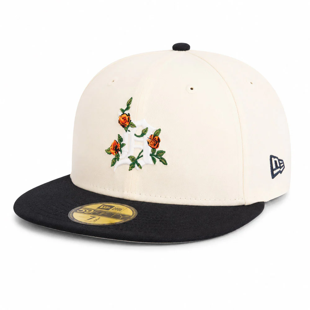 MLB Detroit Tigers New Era Two-Tone Summer Flower 59FIFTY Fitted Hat - Cream - Image 2