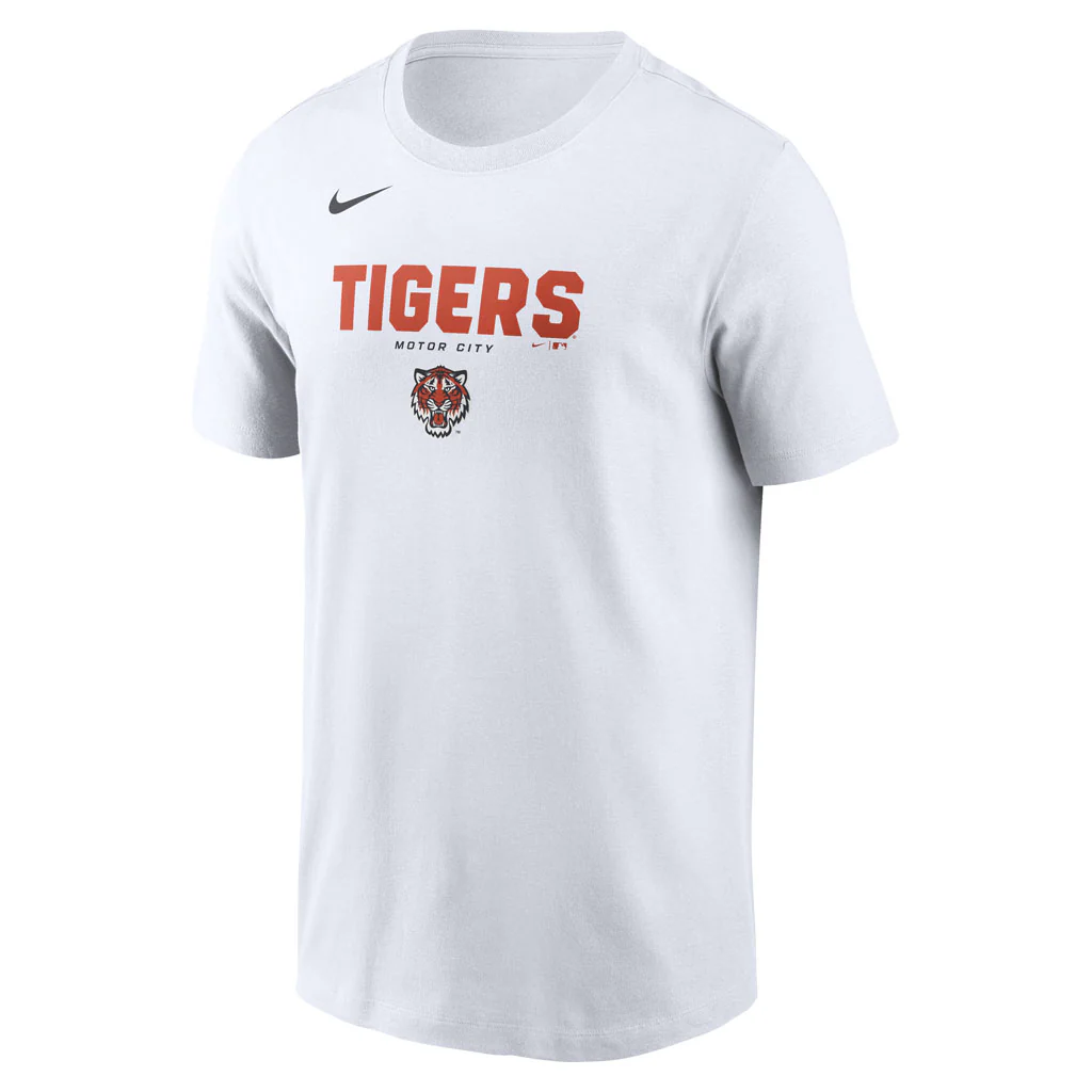 MLB Detroit Tigers Nike Bold Team Name T-Shirt - White - Image 2