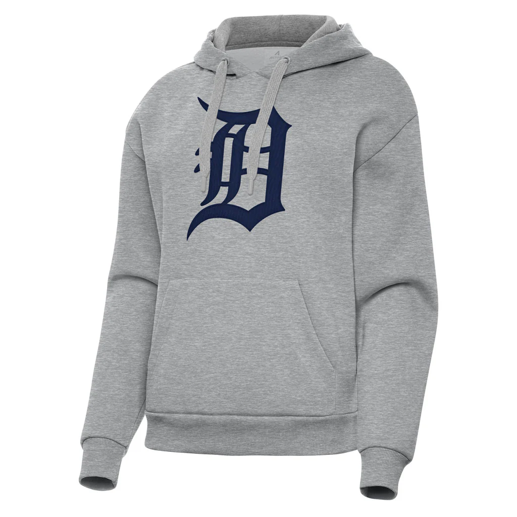 MLB Detroit Tigers Women's Antigua Full Front Victory Pullover Hoodie - Heather gray