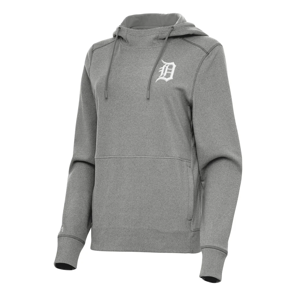 MLB Detroit Tigers Women's Antigua Justice Pullover Hoodie - Heather black