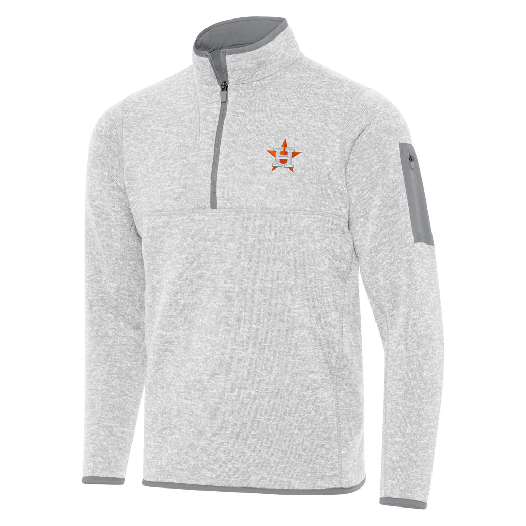 MLB Houston Astros Antigua Fortune 1/4 Zip Pullover Jacket - Light gray