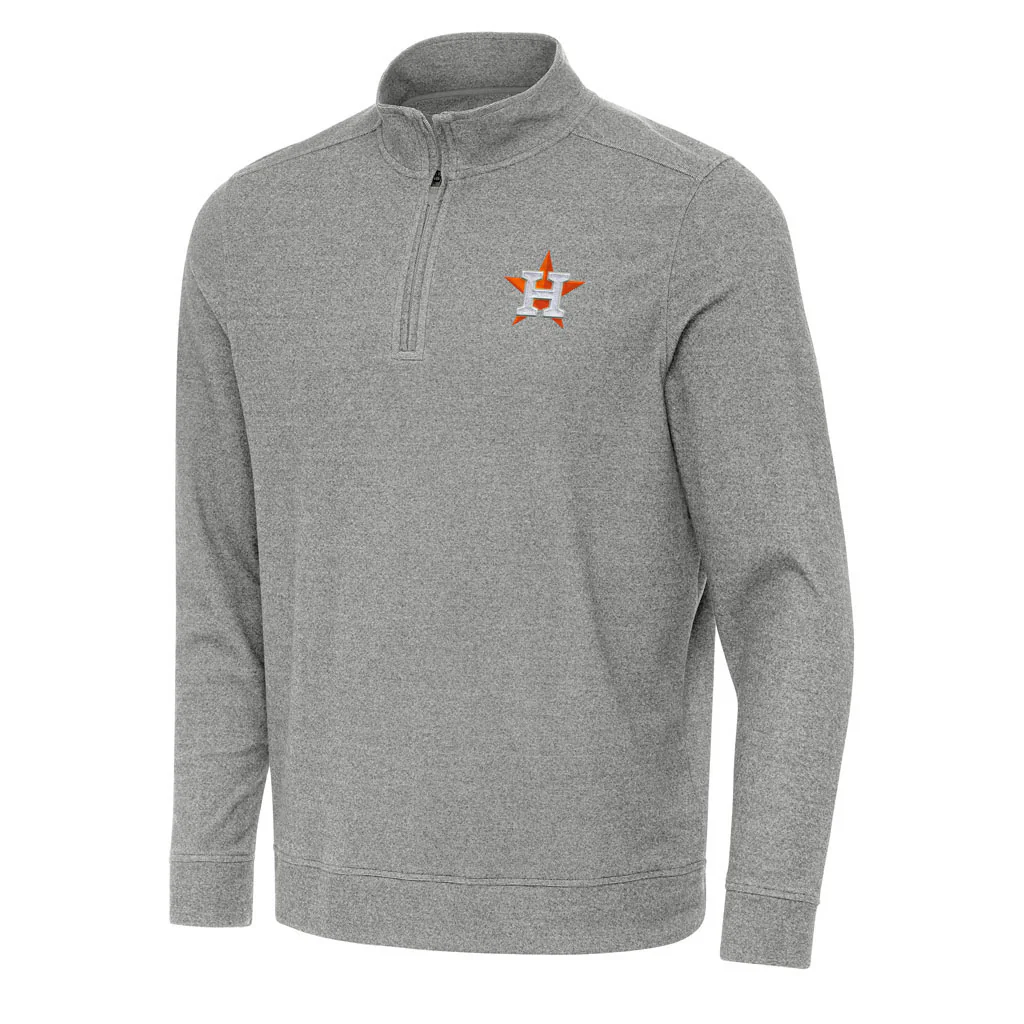 MLB Houston Astros Antigua Subtle 1/4 Zip Pullover Jacket - Heather black