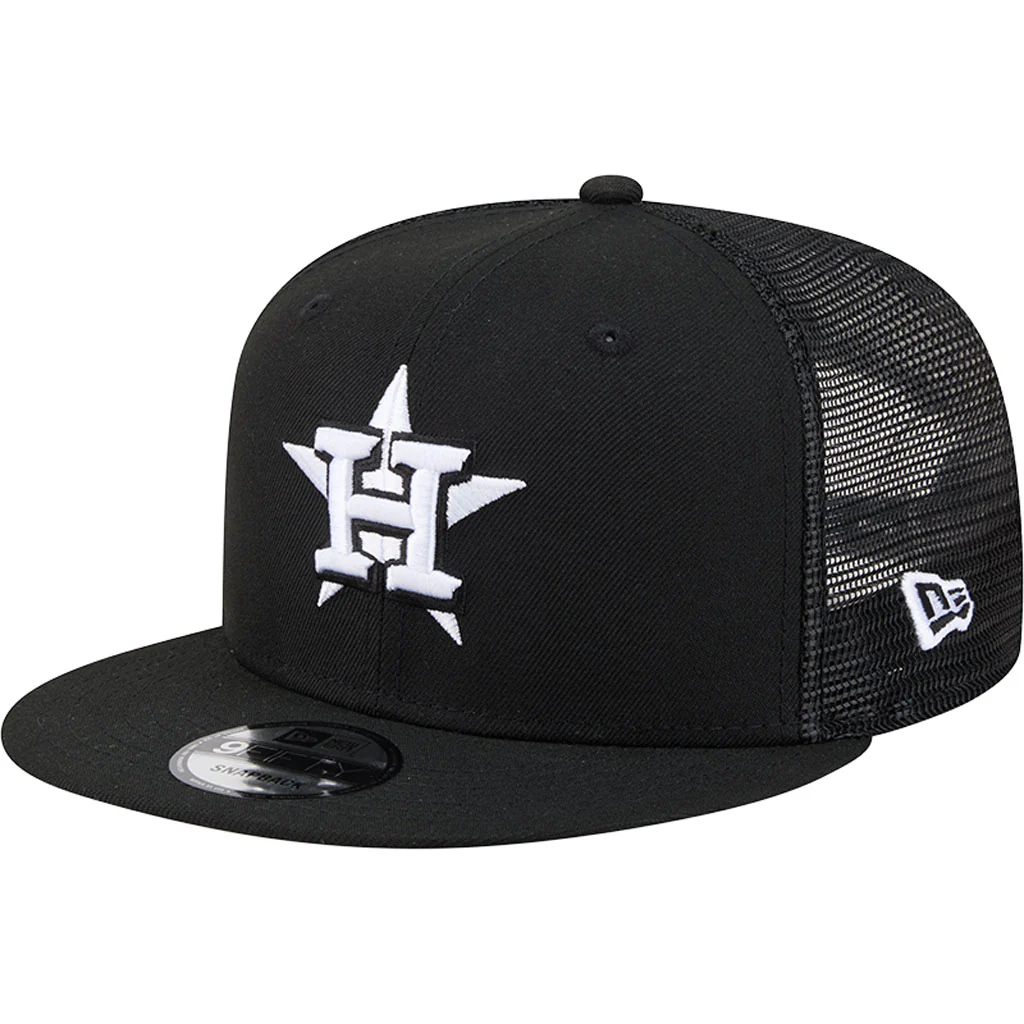 MLB Houston Astros New Era Black & White Trucker 9FIFTY Snapback Hat - Black