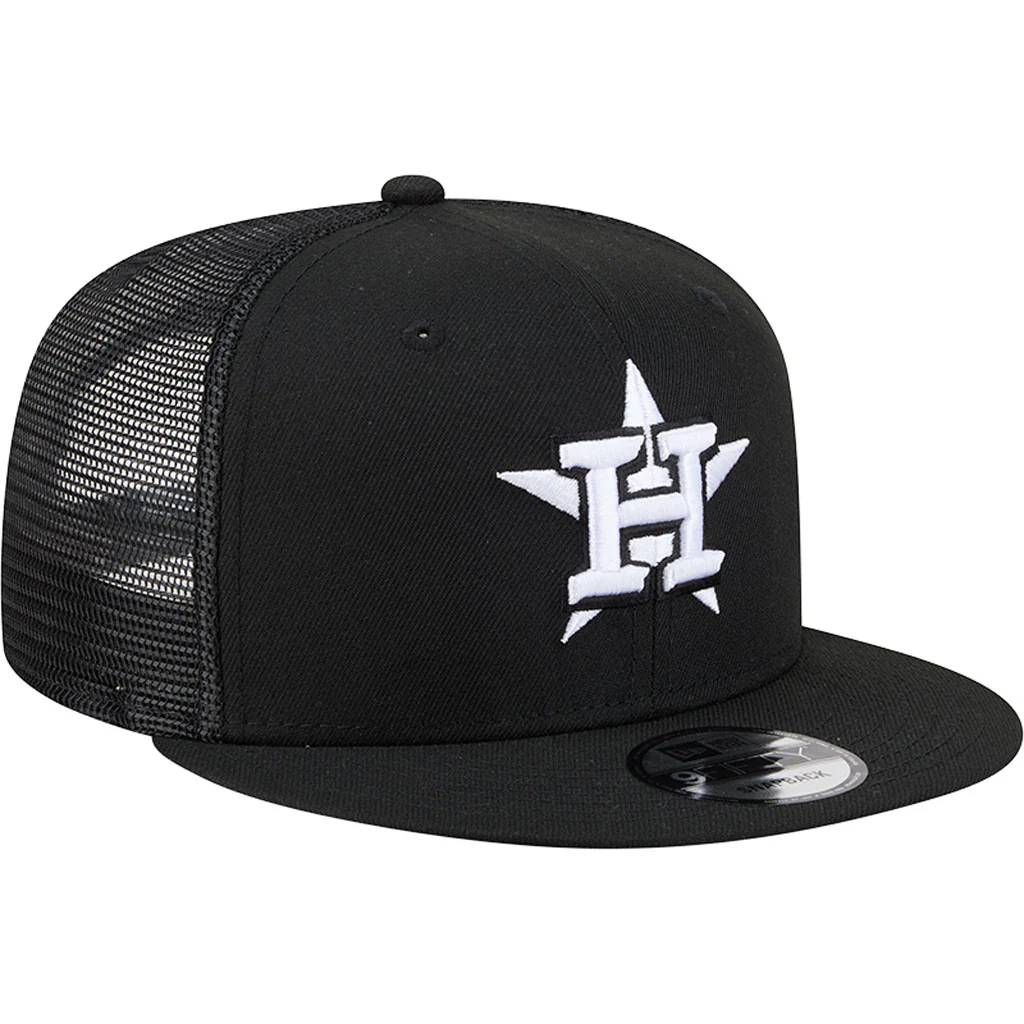 MLB Houston Astros New Era Black & White Trucker 9FIFTY Snapback Hat - Black - Image 2