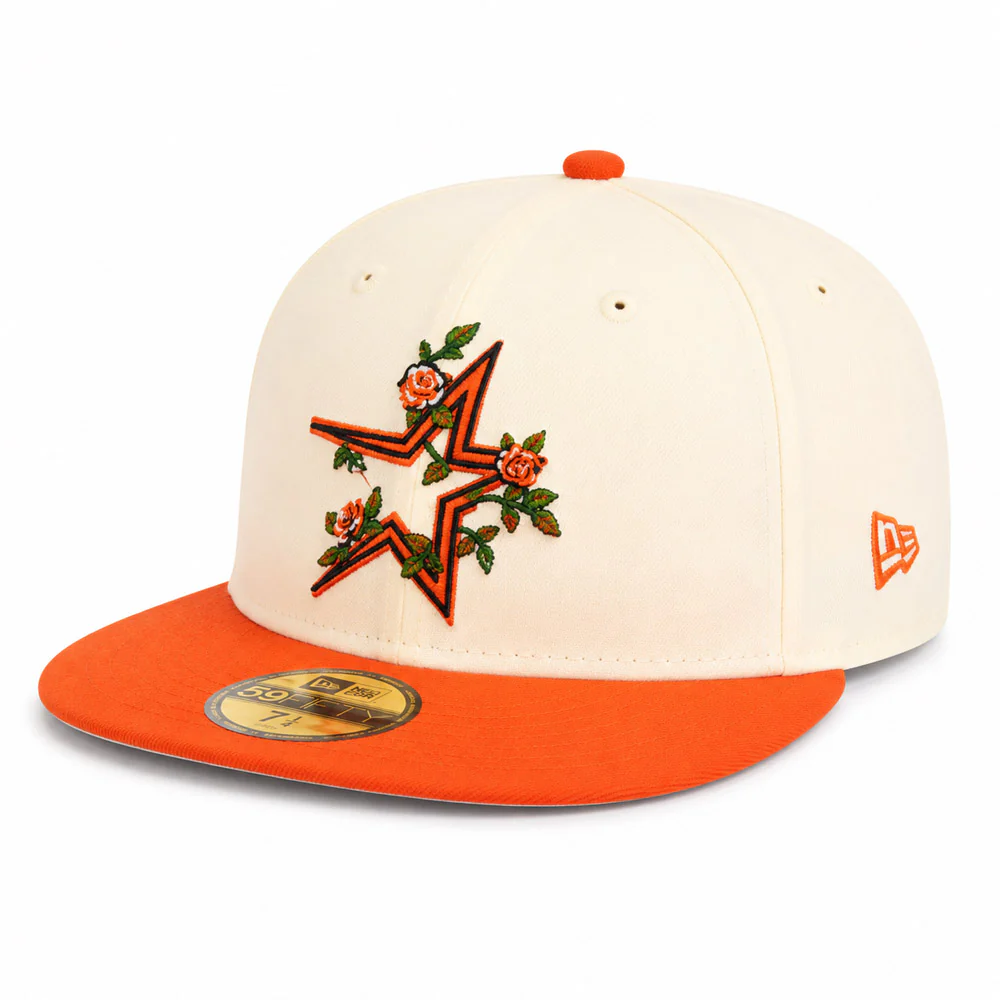 MLB Houston Astros New Era Two-Tone Summer Flower 59FIFTY Fitted Hat - Cream - Image 2