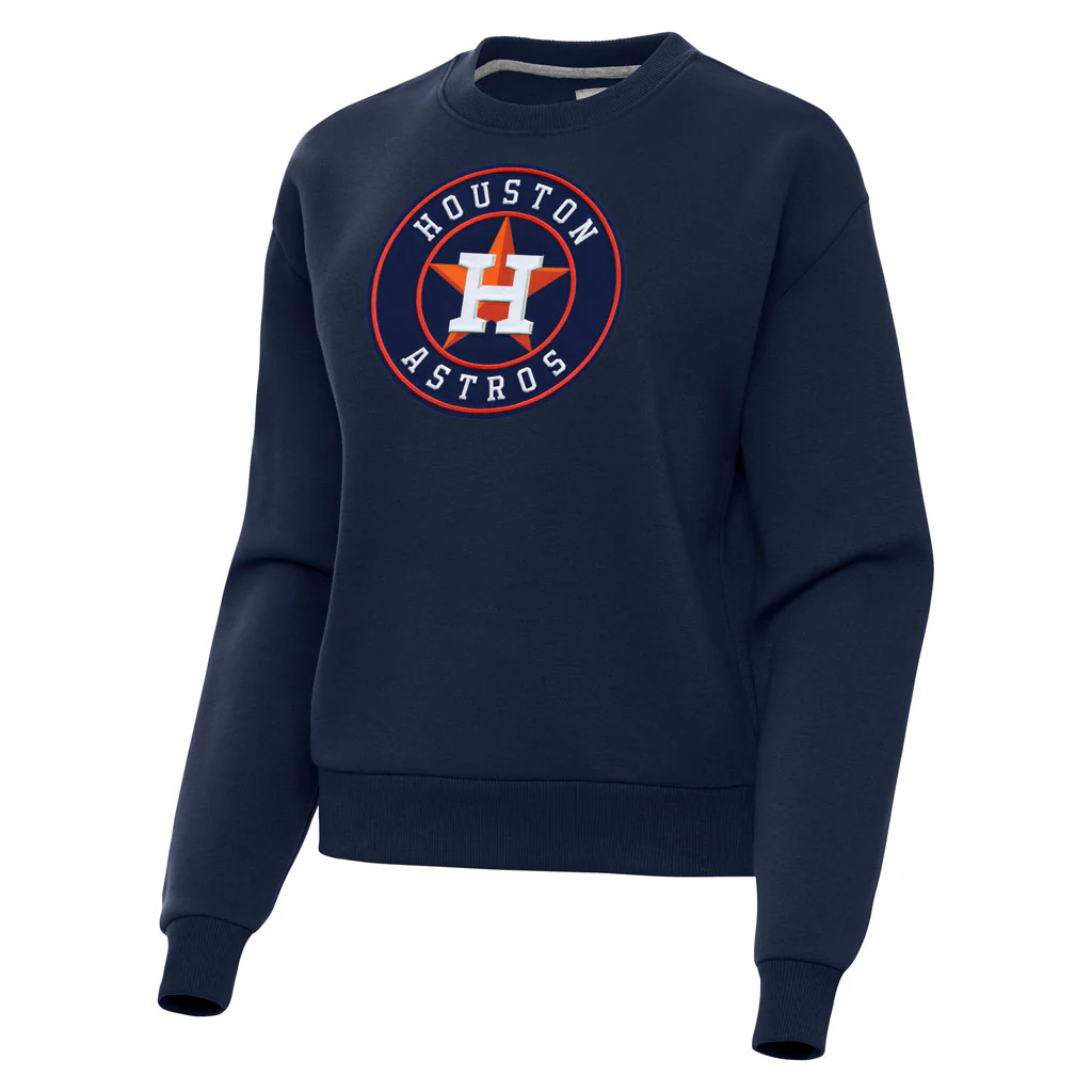 MLB Houston Astros Women's Antigua Full Front Victory Crewneck Sweater - Navy
