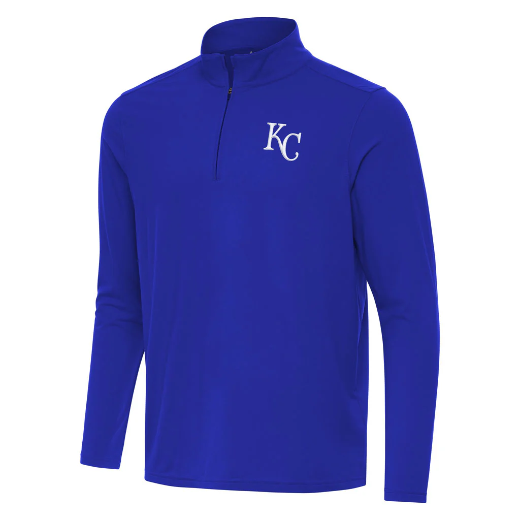 MLB Kansas City Royals Antigua Intent 1/4 Zip Pullover Jacket - Blue