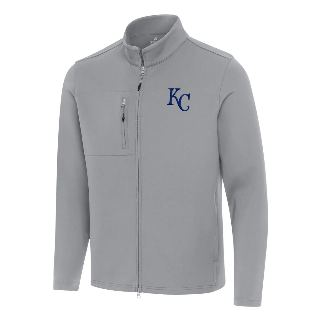 MLB Kansas City Royals Antigua Objection DBP Full Zip Jacket - Gray