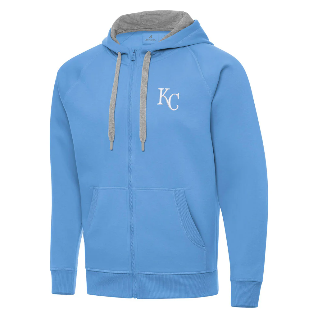 MLB Kansas City Royals Antigua Victory Full Zip Hoodie - Light blue