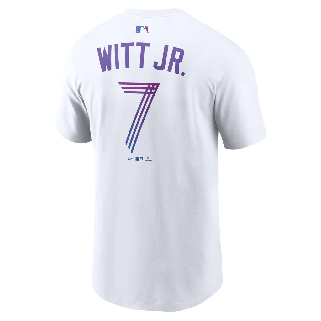 MLB Kansas City Royals Bobby Witt Jr. Nike City Connect Name & Number T-Shirt - White - Image 3