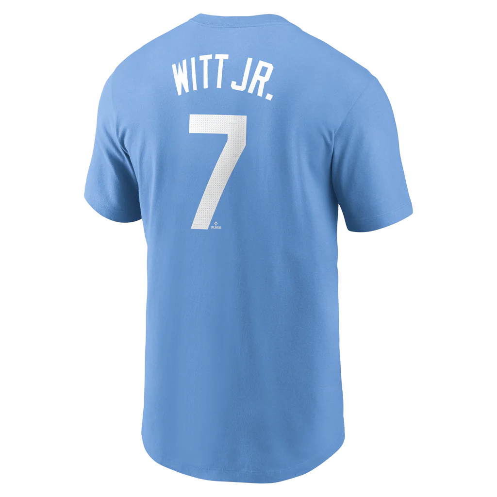 MLB Kansas City Royals Bobby Witt Jr. Nike FUSE Name & Number T-Shirt - Blue - Image 3