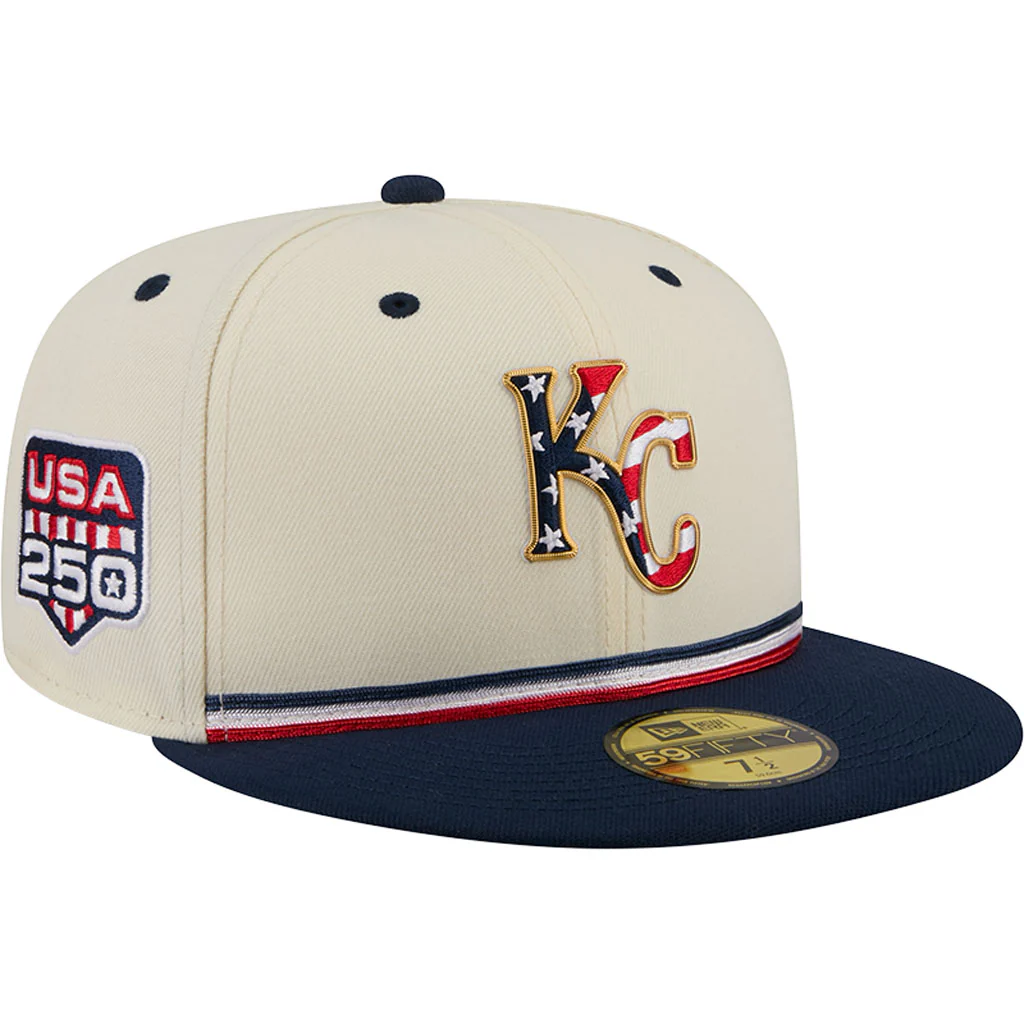 MLB Kansas City Royals New Era 2026 4th of July 59FIFTY Fitted Hat - Cream - Image 2