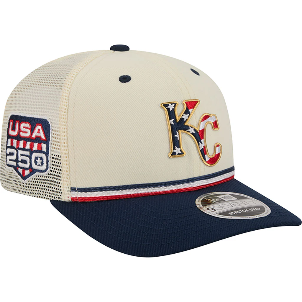 MLB Kansas City Royals New Era 2026 4th of July 9SEVENTY Stretch Snapback Hat - Cream - Image 2