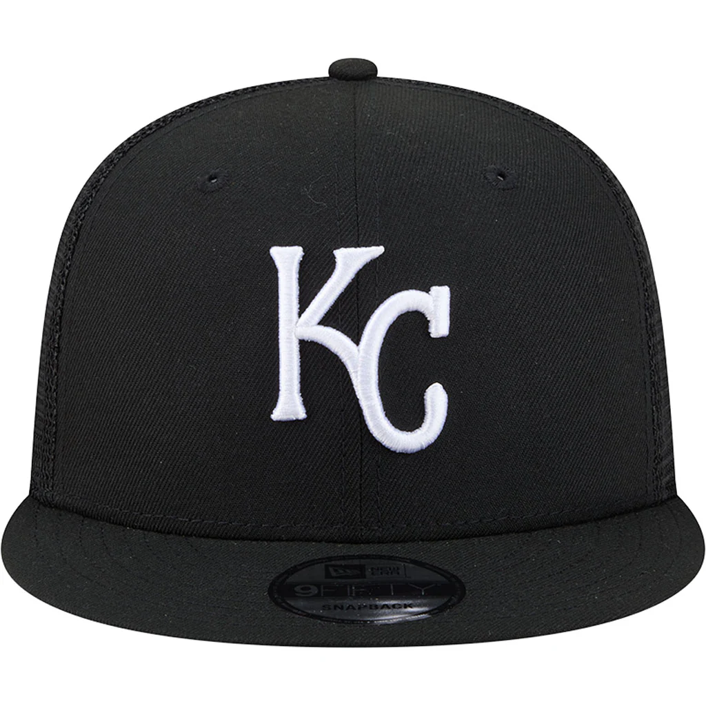 MLB Kansas City Royals New Era Black & White Trucker 9FIFTY Snapback Hat - Black - Image 3