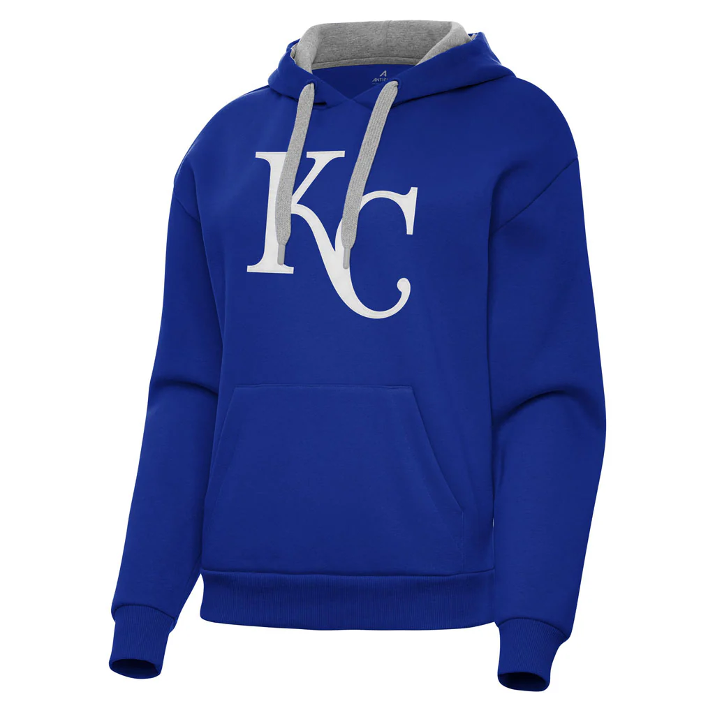 MLB Kansas City Royals Women's Antigua Full Front Victory Pullover Hoodie - Blue