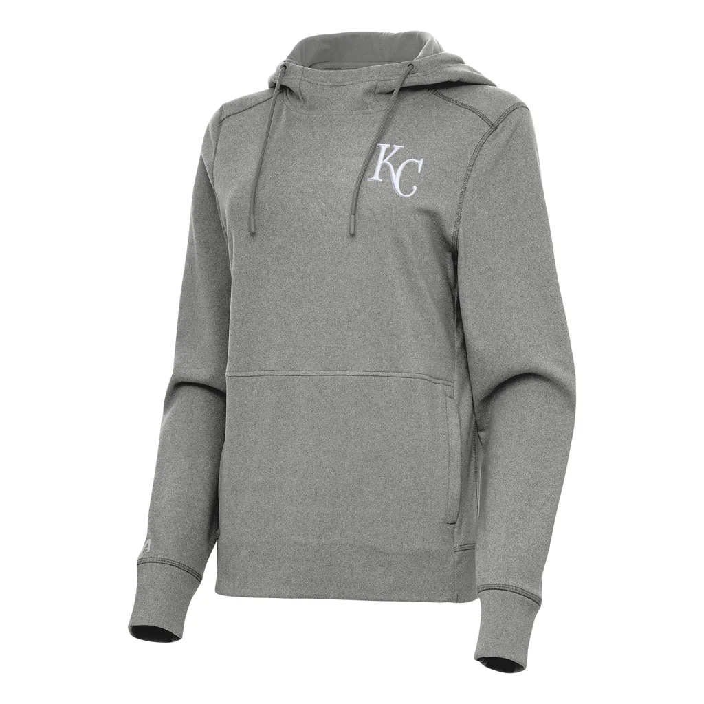 MLB Kansas City Royals Women's Antigua Justice Pullover Hoodie - Heather black