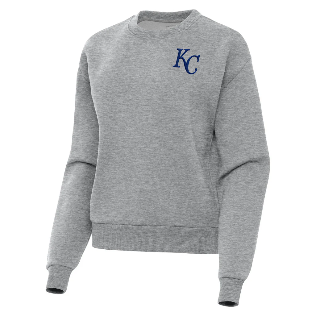 MLB Kansas City Royals Women's Antigua Victory Crewneck Sweater - Heather gray