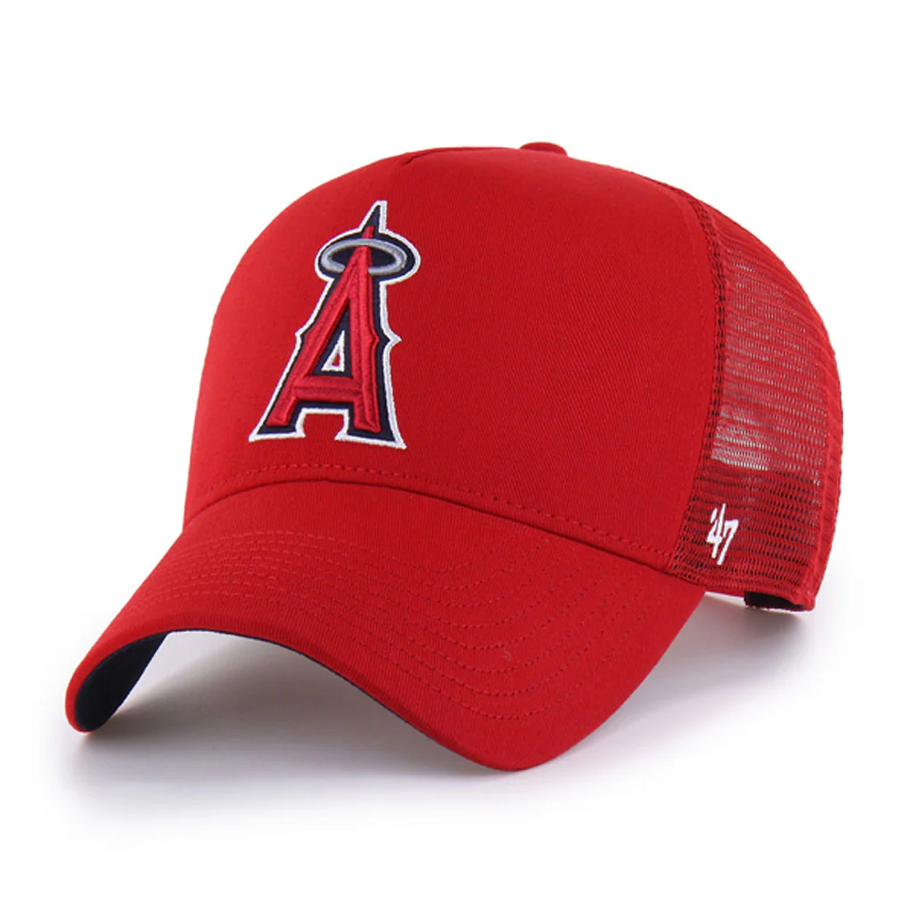 MLB Los Angeles Angels '47 Ballpark Under Visor Mesh Trucker Snapback Hat - Red