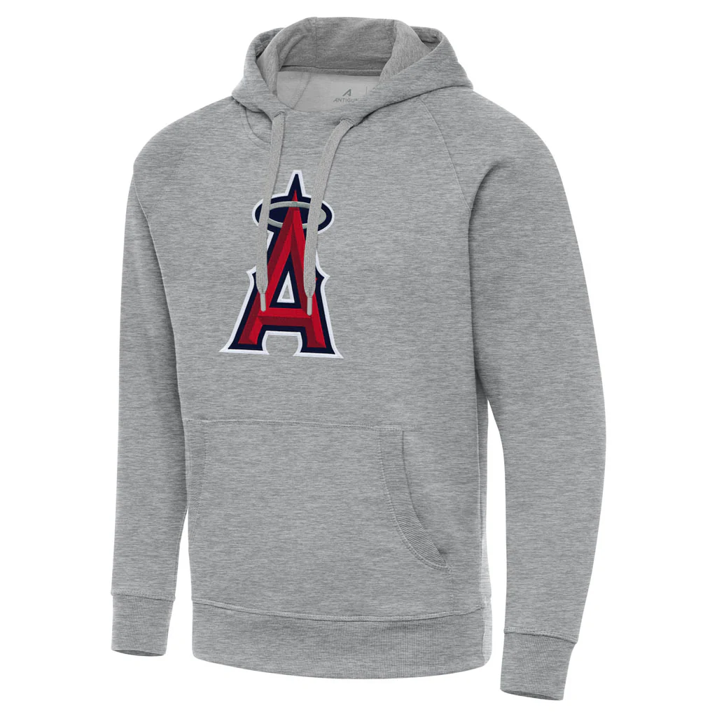 MLB Los Angeles Angels Antigua Full Front Victory Pullover Hoodie - Heather gray