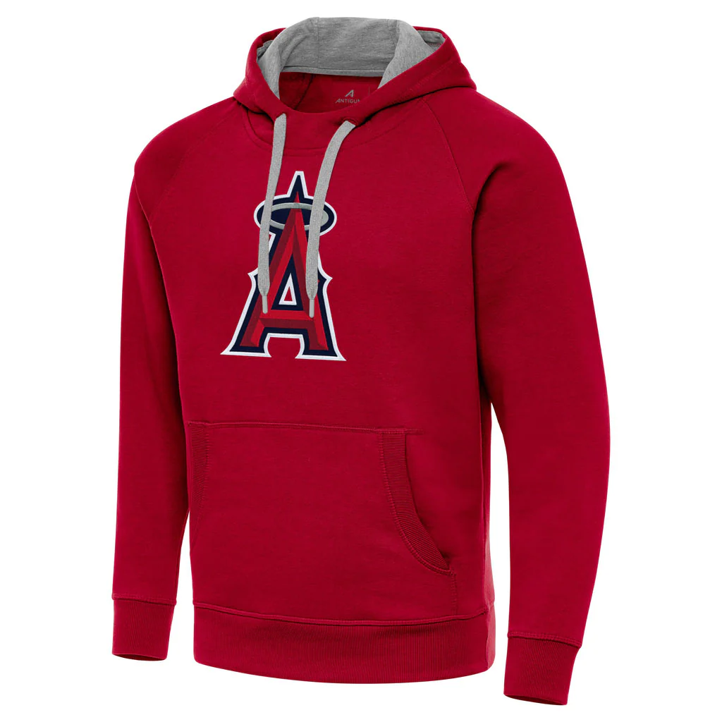 MLB Los Angeles Angels Antigua Full Front Victory Pullover Hoodie - Red
