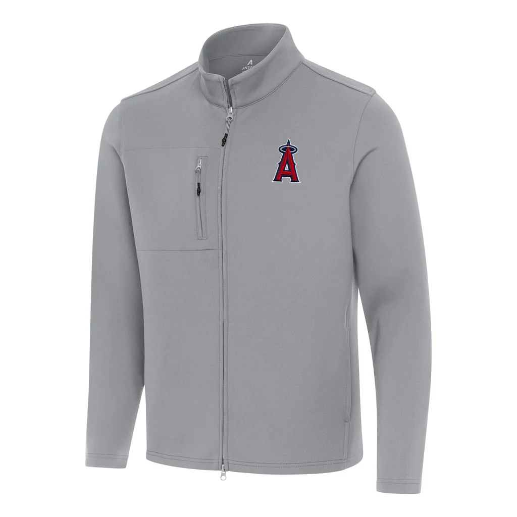 MLB Los Angeles Angels Antigua Objection DBP Full Zip Jacket - Gray