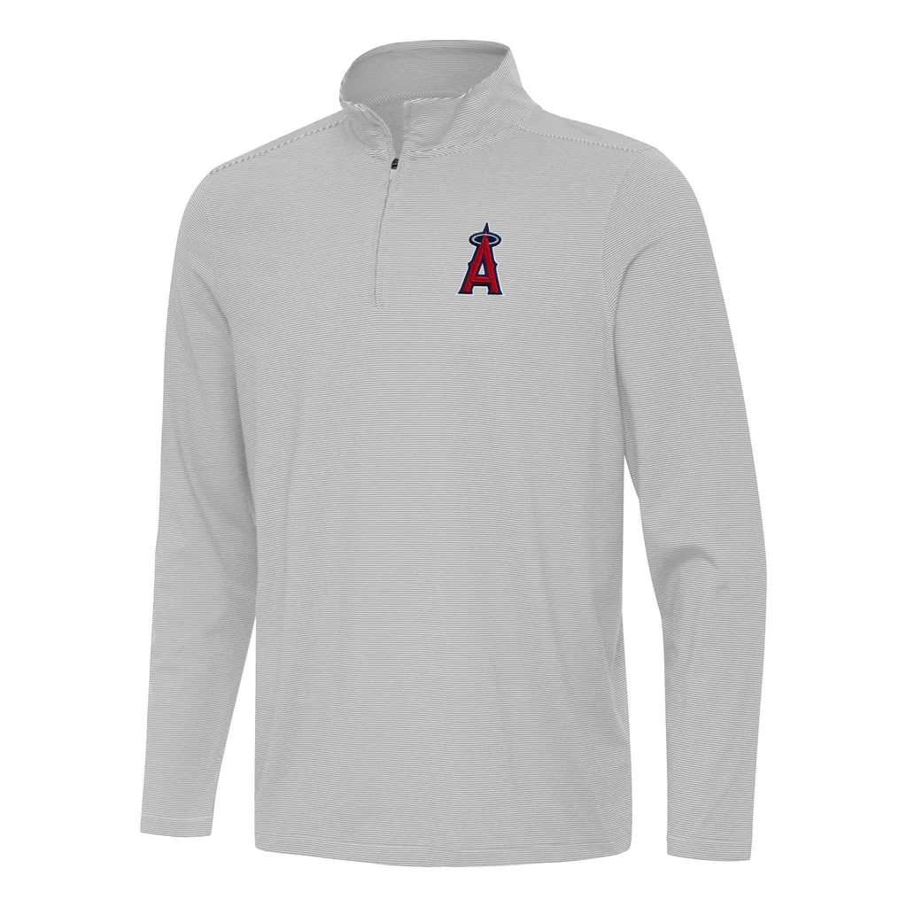 MLB Los Angeles Angels Antigua Twine 1/4 Zip Pullover Jacket - Gray