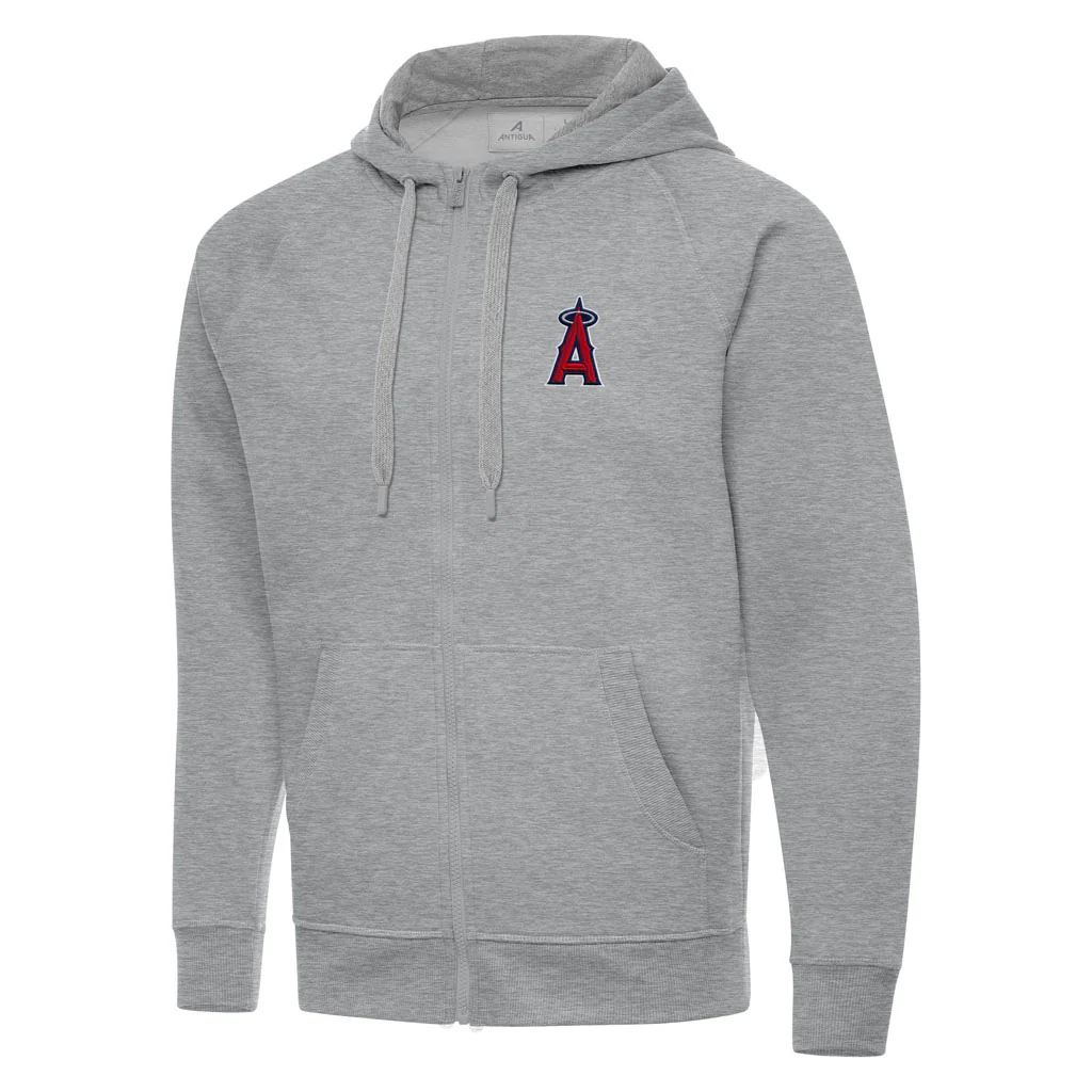 MLB Los Angeles Angels Antigua Victory Full Zip Hoodie - Heather gray