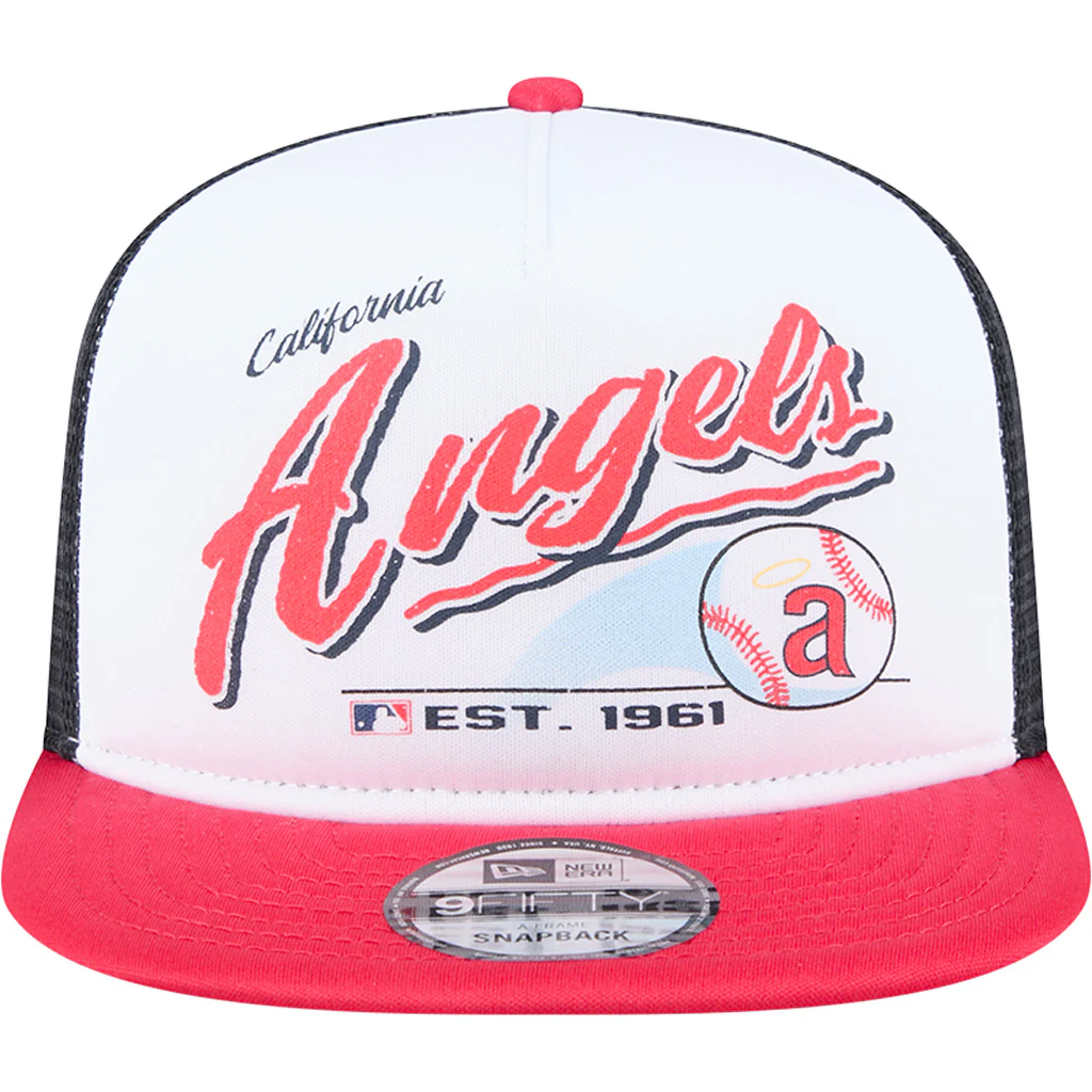 MLB Los Angeles Angels New Era Retro Script 9FIFTY A-Frame Snapback Hat - White - Image 3