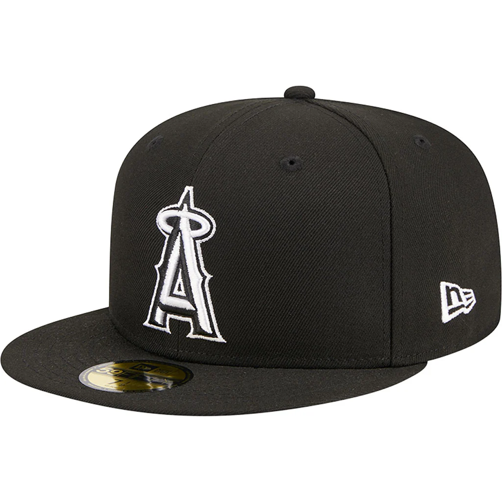 MLB Los Angeles Angels New Era Side Patch Black & White 59FIFTY Fitted Hat - Black