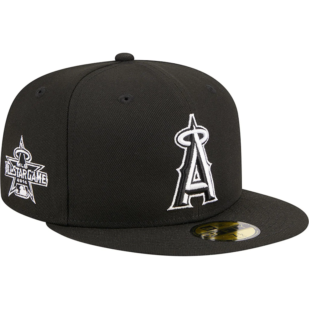 MLB Los Angeles Angels New Era Side Patch Black & White 59FIFTY Fitted Hat - Black - Image 2