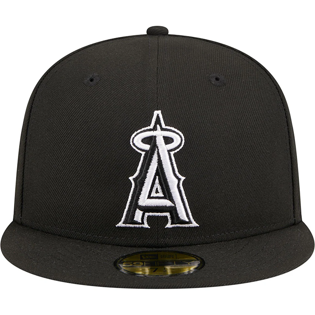 MLB Los Angeles Angels New Era Side Patch Black & White 59FIFTY Fitted Hat - Black - Image 3