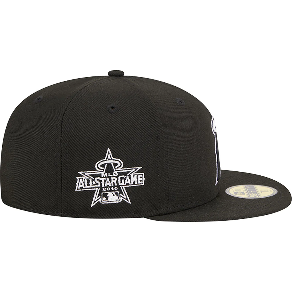 MLB Los Angeles Angels New Era Side Patch Black & White 59FIFTY Fitted Hat - Black - Image 5