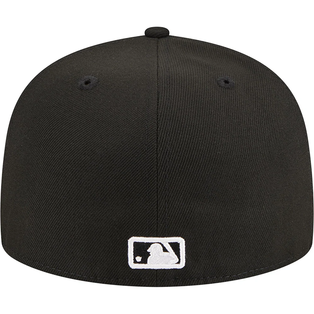 MLB Los Angeles Angels New Era Side Patch Black & White 59FIFTY Fitted Hat - Black - Image 6