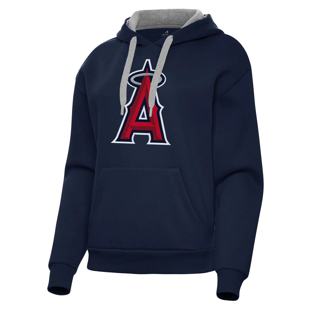 MLB Los Angeles Angels Women's Antigua Full Front Victory Pullover Hoodie - Navy